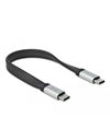 Delock USB 3.2 Gen 2 FPC Flat Ribbon Cable USB Type-C to USB Type-C 22cm PD 3 A E-Marker, Black/Silver (85926)