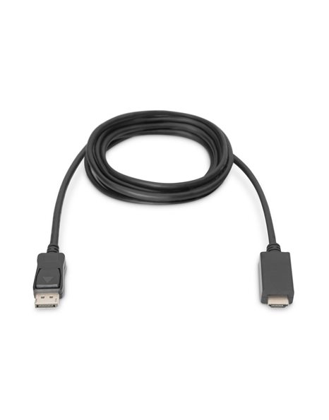 Digitus DisplayPort Adapter Cable, DisplayPort to HDMI Type-A St/St, 2m, m/lock, DP 1.2, HDMI 2.0.4K at 60Hz, CE, Black (AK-340303-020-S)