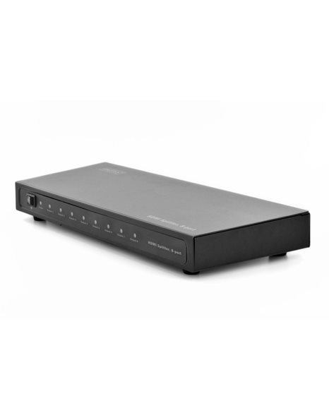 Digitus HDMI splitter, 8 port, 1080p, 3D, high speed 2.25 Ghz / 225 MHz, metal housing, black (DS-43302)