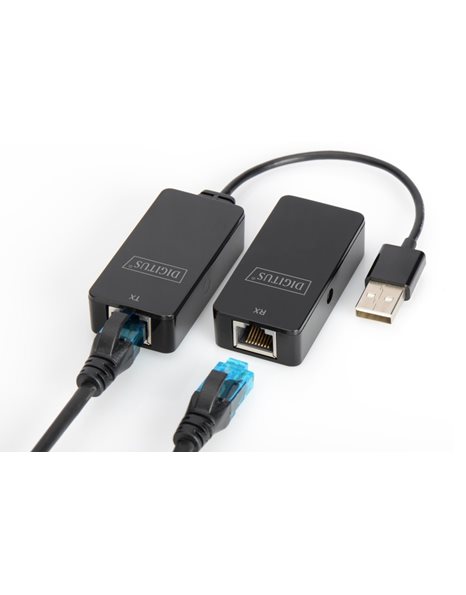 Digitus USB Extender, USB 2.0, 50m for use with Cat5/5e/6 (UTP,STP or SFT) Cable, Black (DA-70141)