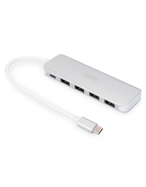 Digitus USB Type-C 4-port Hub, 4xUSB 3.0, 1xPD Charging, Silver (DA-70242-1)