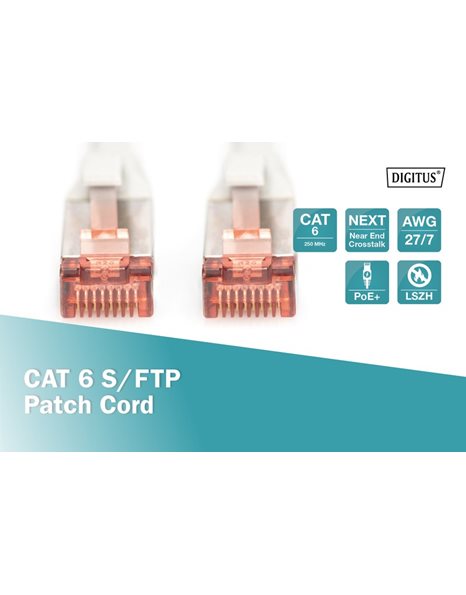 Digitus CAT 6 S/FTP Patch Cord, 10m, White (DK-1644-100/WH)