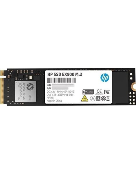HP EX900 250 GB SSD, M.2, PCIe NVMe, 2100MBps (Read)/1300MBps (Write), Black (2YY43AA)
