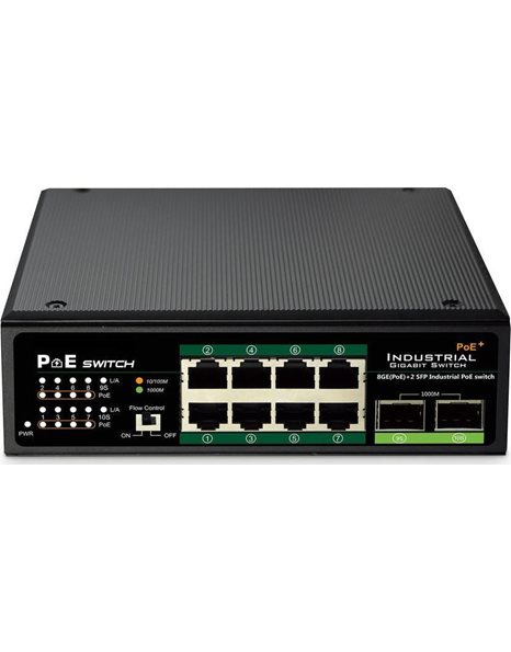 Digitus Industrial 8-Port Gigabit PoE Switch, Unmanaged, 2 uplinks (DN-651110)