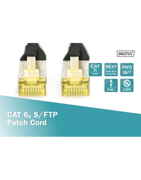 Digitus CAT 6A S/FTP Patch Cord, 0.25m, Black (DK-1644-A-0025/BL)