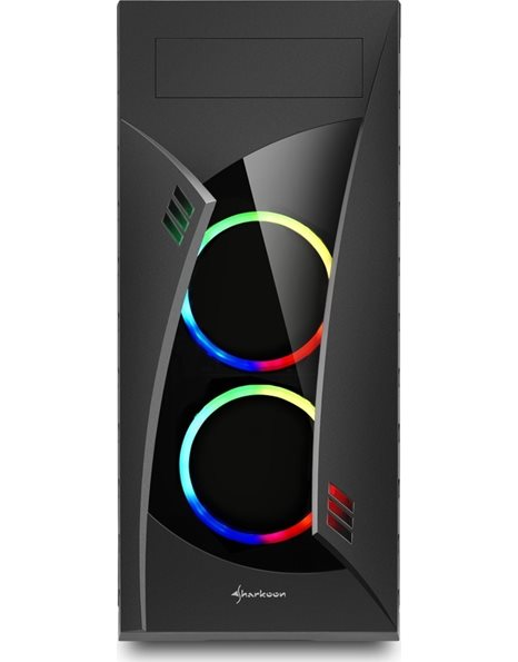 Sharkoon Night Shark RGB, Midi Tower, E-ATX , USB3.0, No PSU, Tempered Glass, Black (NIGHT SHARK RGB)