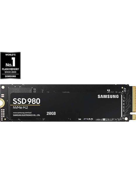 Samsung 980 250 GB SSD, M.2, PCIe NVMe, 2900MBps (Read)/1300MBps (Write)  (MZ-V8V250BW)