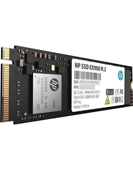 HP EX900 250 GB SSD, M.2, PCIe NVMe, 2100MBps (Read)/1300MBps (Write), Black (2YY43AA)