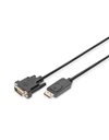 Digitus DisplayPort Adapter Cable, DP to DVI (24+1) Male/Male, 3m, m/interlock, DP 1.1a Comp., CE, Black (AK-340306-030-S)