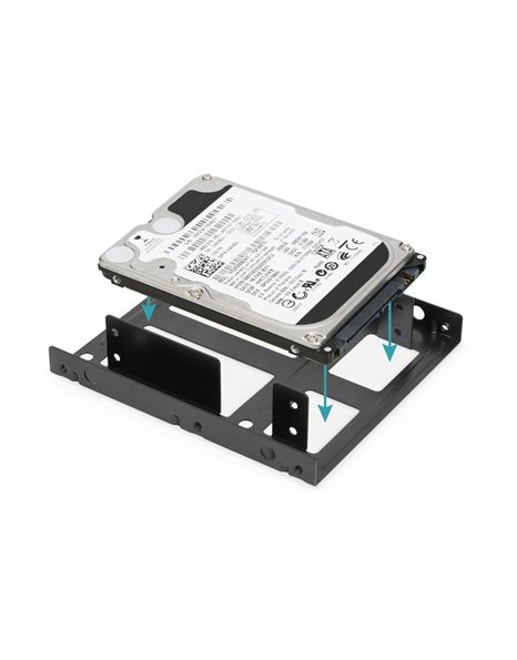 Digitus Double 2.5-Inch HDD/SSD to 3.5-Inch Bay including Metal Mounting Frame, Screws, Cable set, Black (DA-70434)