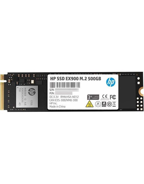 HP EX900 500 GB SSD, M.2, PCIe NVMe, 2100MBps (Read)/1500MBps (Write), Black (2YY44AA)