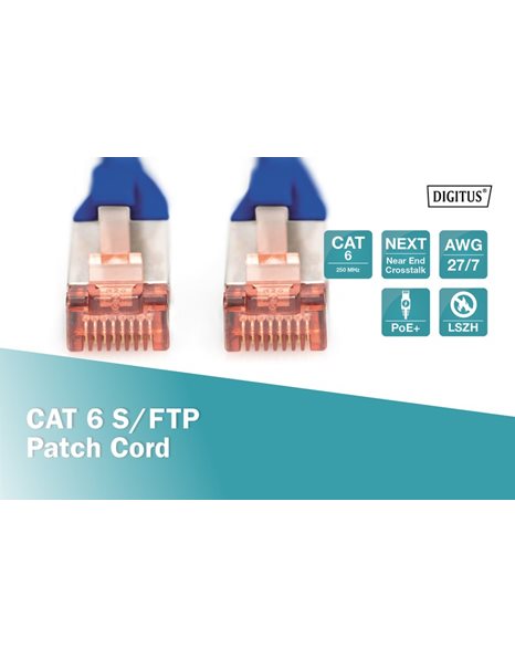 Digitus CAT 6A S/FTP Patch Cord, 2m, Blue (DK-1644-020/B)