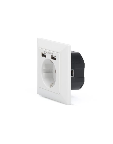 Digitus Protective Contact Socket With 2 USB Ports, 2.1A, Pure White (DA-70613)
