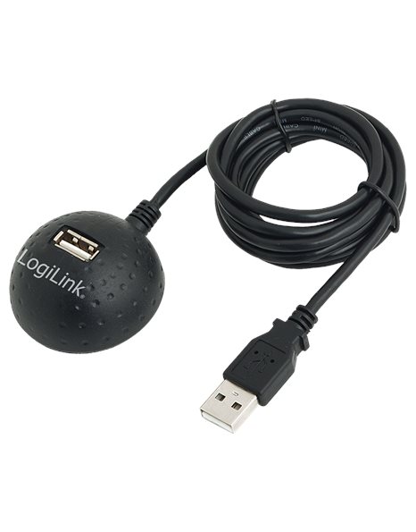 LogiLink USB 2.0 Cable, USB-A/M To USB-A/F With Docking Ball, 1.5m, Black (CU0013B)