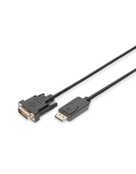 Digitus DisplayPort Adapter Cable, DP to DVI (24+1) Male/Male, 2m, with Interlock, DP 1.1a Compatible, CE, Black (AK-340306-020-S)