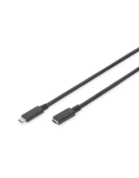 Digitus USB Type-C Extension Cable, Type-C Male/ Female, 0.7m, Gen2, 5A, 10GB, 3.1 Version, CE, Black (AK-300210-007-S)