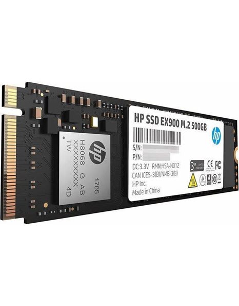 HP EX900 500 GB SSD, M.2, PCIe NVMe, 2100MBps (Read)/1500MBps (Write), Black (2YY44AA)