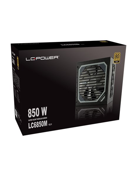 LC-Power Super Silent Series LC6850M V2.31, 850W Power Supply, 80+ Gold, Active PFC, 120mm Fan, Full Modular