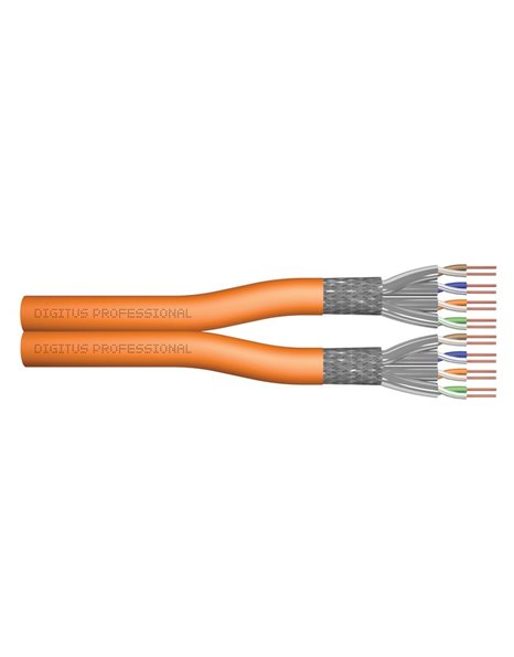 Digitus CAT 7 S/FTP Installation Cable, 1200 MHz Dca (EN 50575), AWG 23/1, 100m Ring, DX, Orange (DK-1743-VH-D-1)