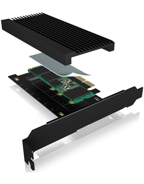 RaidSonic Icy Box PCIe Extension Card With M.2 M-Key Socket For An NVMe SSD, Black (IB-PCI208-HS)