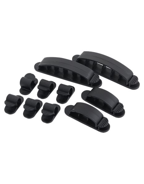 LogiLink Cable Organizer Set, Self-Adhesive, 3 Sizes, 10 pieces, Black (KAB0039)