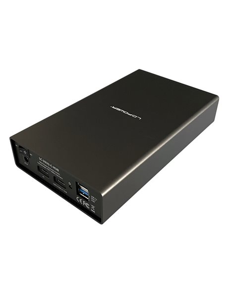 LC-Power External USB 3.2 Gen2x1 Aluminium Enclosure For 3.5-Inch SATA HDD Including USB Hub, 2xUSB-A & 1xUSB-C, Black (LC-35U3-C-HUB)