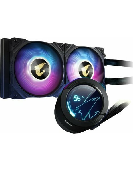 Gigabyte AORUS Waterforce X 240, All-in-one Liquid CPU Cooler with Circular LCD Display, RGB Fusion 2.0, 120mm ARGB Fans