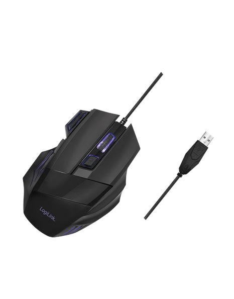 LogiLink Ergonomic Wired Optical USB Gaming Mouse, 2400dpi, 7 Buttons, Black (ID0202)