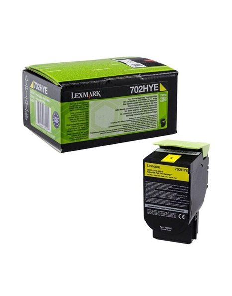 Lexmark 702HYE Laser Corporate Toner Cartridge, 3000 Pages, Yellow (70C2HYE)