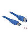 Delock Cable USB 3.0 type-A male to USB 3.0 type-B male 3m, Blue (82581)