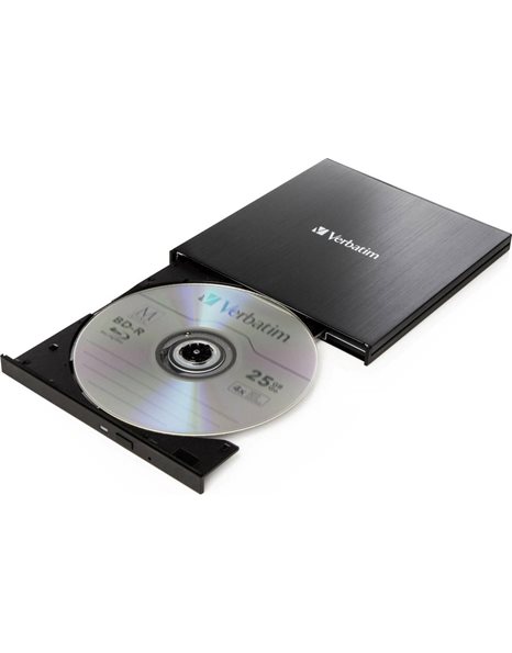 Verbatim External Slimline Blu-ray Writer, USB 3.1 GEN 1 with USB-C Connection (43889)