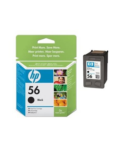 HP 56 Black Ink Cartridge, 19ml (C6656AE)