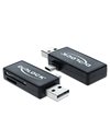 Delock Συσκευή ανάγνωσης καρτών OTG Micro USB + αρσενικό USB A (91731)