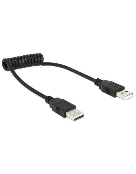 Delock Cable USB 2.0-A male / male coiled cable (83239)