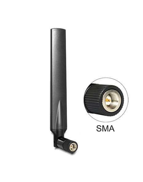 Delock LTE Antenna SMA plug 1-4 dBi omnidirectional with tilt joint black (88451)