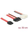 Delock Cable SATA 6 Gb/s 7 pin receptacle + 4 pin power plug (5 V) to Slim SATA 13 pin receptacle 50 cm (84790)