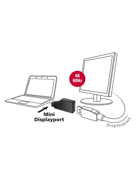 Delock Adapter mini Displayport 1.2 male to Displayport female 4K 90 turned black (65626)