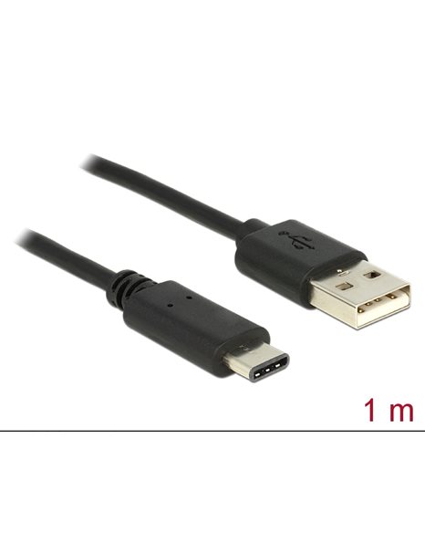 Delock Καλώδιο USB 2.0 τύπου-A αρσενικό σε USB 2.0 αρσενικό 1,0 m μαύρο(83600)