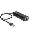 Delock Διανομέας USB 3.0 3 θυρών + 1 θύρα Gigabit LAN 10/100/1000 Mbps (62653)
