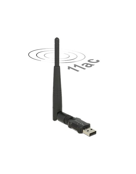 Delock Στικ USB 2.0 Dual Band WLAN ac/a/b/g/n 433 Mbps με εξωτερική κεραία (12462)