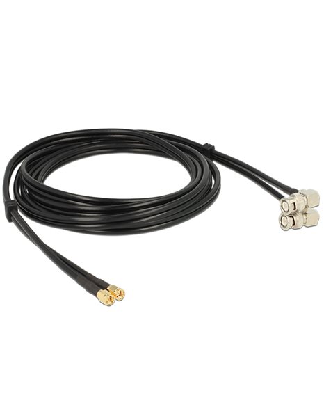 Delock Antenna Cable SMA plug to BNC plug 90 Twin Cable RG-58 A/U 3 m (12469)