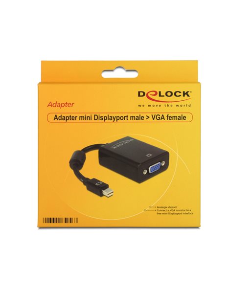 Delock Adapter mini Displayport 1.2 male to VGA female Passive, black (65256)