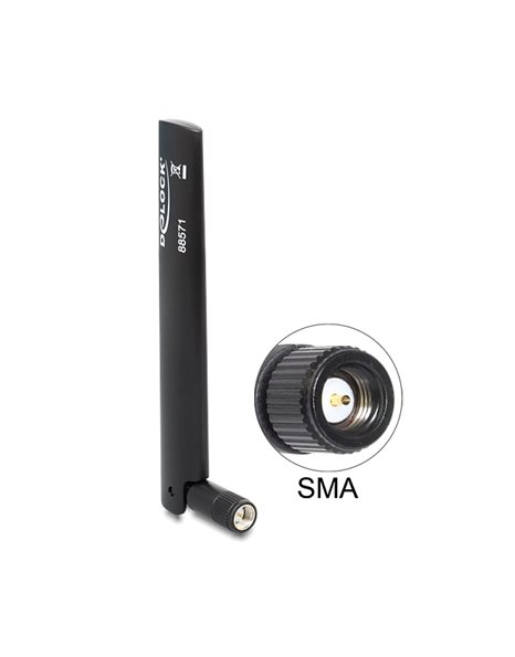 Delock LTE Antenna SMA -0.8 - 3.0 dBi Omnidirectional With Flexible Joint Black (88571)
