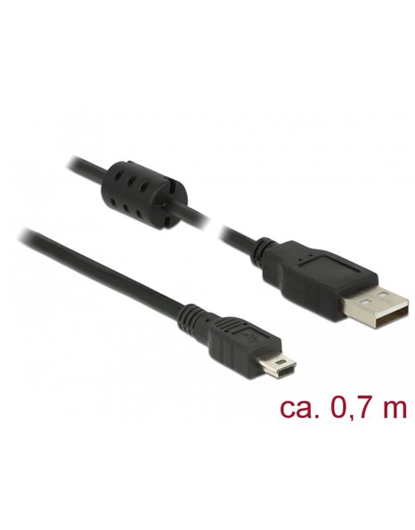Delock Cable USB 2.0-A to USB mini-B 5pin 0,70m (82396)
