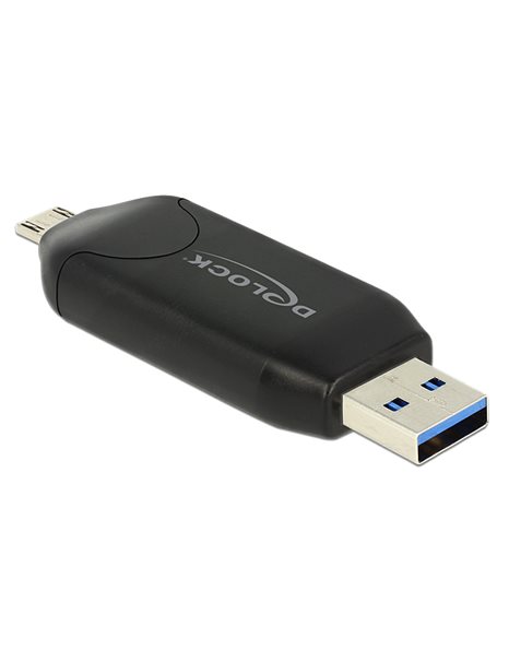 Delock Συσκευή ανάγνωσης καρτών OTG Micro USB + αρσενικό USB 3.0 A(91734)