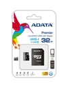 ADATA Premier Memory Card  microSDHC 32GB, up to 50MBps, SD Adapter, U1, Class10 (AUSDH32GUICL10-RA1)