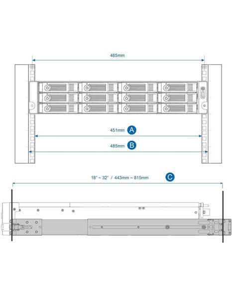 Qnap NAS Acc Rail-Kit 2U for rackmount models TVS-x71U/x53U (RAIL-B02)