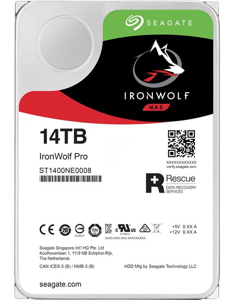 Seagate IronWolf  Pro 14TB NAS HDD, 3.5-Inch, SATA3, 7200rpm, 256MB Cache  (ST14000NE0008)