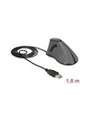 Delock Ergonomic vertical optical 5-button USB mouse Black-Gray (12527)