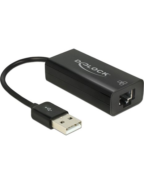 Delock Adapter USB 2.0 To LAN 10/100 Mbps, Black (62595)